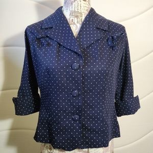 Kenar Swiss Dot Dark Blue Jacket Size 8